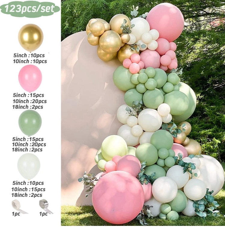 Xpoko Macaron Green Balloon Garland Arch Kit Wedding Ballon Birthday Party Decor Kids Jungle Safari Theme Party Baby Shower Balloon