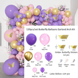 Xpoko 1 Set Of Purple Metal Confetti Balloons Butterfly Stickers Garland Arch Kit Birthday Party Kids Wedding Baby Shower Girls Decor