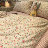 Xpoko back to school European Ins Floral Brushed Home Bedding Set Simple Soft Duvet Cover Set With Sheet Comforter Covers Pillowcases Bed Linen