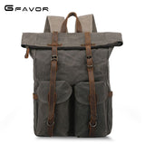 2022 men's bag Horseskin canvas backpack oil wax canvas bag men's waterproof wear-resistant outdoor travel bag men's backpack