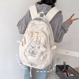 Xpoko Pink Large Capacity Backpacks Luxury Designer Bag For Women Oxford Zip School Bags Embroidery Waterproof Korean Shoulder Bag