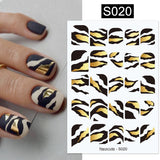 3D Nail Stickers Decals Ink Watermark Spring Summer Black Lines Flower Leaf Tree For Manicures Nail Art Decoration