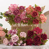Xpoko Europeanstyle Hibiscusrose Decor Artificial Flowers High Quality Spunsilk  Dried Flowers For Bedroom Garden Wedding Decoration