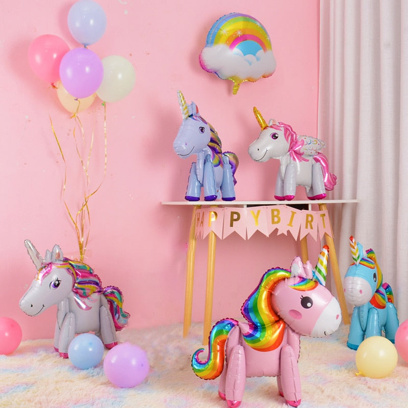 Unicorn Theme Birthday Balloons Party Decoration Rainbow Foil Number Balloon Birthday Party Decor Kids Gift Baby Shower Globos