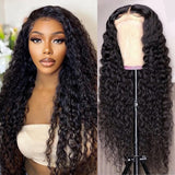 Xpoko Air Wig Indian 5x5 HD Lace Closure Wig Human Hair Pre Plucked Water Wave 180% Density Wear And Go Glueless Wig Natural Color