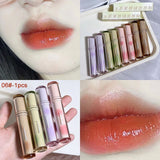 Xpoko Mirror Lip Glaze Lasting Waterproof Moisturize Ice Fruit Tea Glass Lip Gloss 8 Color Velvet Liquid Lipstick Sexy Red Lips Makeup