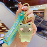 Back to School Cartoon Crystal Bear Key Chain Transparent Keyfob Cute Frog Animal Keyring Backpack Pendant Couple Women Men Gift Car Keychain