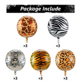 15pcs 22 Inch Large Jungle Animal Balloons 4D Round Tiger Giraffe Snake Zebra Foil Balloon Safari Zoo Animals Party Decorations