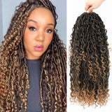 Xpoko Synthetic Crochet Braids Hair Passion Twist River Goddess Braiding Hair Extension Ombre Brown Faux Locs With Curly Hair
