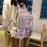 back to school Large-capacity Cute Women Multi-Pocket Nylon Backpack Ins Junior High School Student School Bag Female Girl Backpack Laptop Book