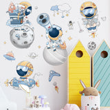 Cartoon Space Astronaut Wall Stickers for Kids Room Kindergarten Wall Decoration Removable Water-Proof PVC Wallpaper Home Decor