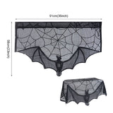 Xpoko Halloween Decoration Lace Spider Web Skeleton Skull Tablecloth Black Fireplace Mantel Scarf Event Party Decoration Supplies