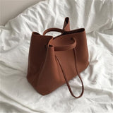 Xpoko solid color large capacity women's bag Vintage Tote Bag multifunctional Female shopping handbag