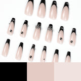 JP1597 Black French Nails Set Press on XL Length