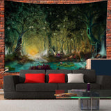 Fantasy Forest Tapestry Psychedelic Tree Theme Background  Magic Scenery Tapestry for Living Room Dorm Bedroom Home Decor