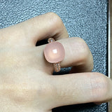 12.6x6mm Classic   Brand Candy Style Ring Zircon Flat Natural Pink Crystal Ring For Women Wedding Party Fashion Jewelry  Gift