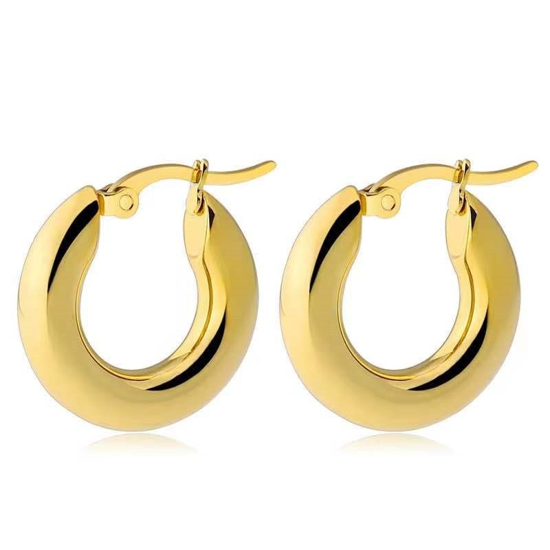 Xpoko Fashion Exquisite Inlaid White Hoop Gold Color Earrings For Women Hollow Copper Full Rhinestone Huggie Earring Jewelry