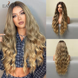 Xpoko EASIHAIR Long Light Blonde Ombre Natural Wave Style Wigs Heat Resistant Synthetic Wigs Middle Part Hair Cosplay Wigs For Women