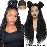 Faux Locs Synthetic Wigs Straight Mix Curly Barids Ombre Brown Colored Crochet Braids Wig For Black Women Soft Dreadlock