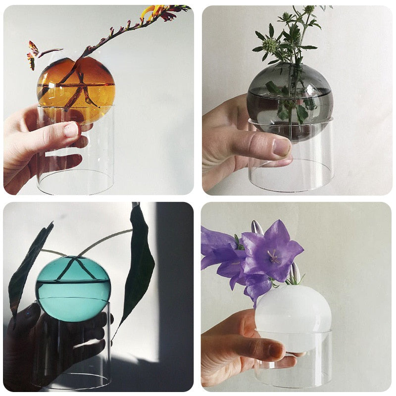 Xpoko Multicolour Glass Vases，Flower Arrangement Home Decoration ，Glass Ornament