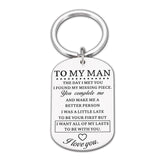 Birthday Valentine Day Keychain Gifts for Boyfriend Husband My Man I love you Couples Keyring for Man Wedding Gifts