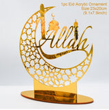 1Pc Eid Mubarak Light Candlestick Tray Decortion Ramadan Muslim Festival Palace Lamp Ornaments For Islam Party Desktop Gifts