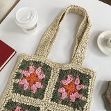 Back to school Casual Crochet Flower Women Shoulder Bags Hollow Paper Woven Lady Handbags Handmade Summer Beach Straw Bag Small Tote Purses