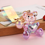 Back to School  Symphony Faceted Bear Keychain Heart Pendant Leather String Accessories Bag Pendant Female Women Accessories Key Holder