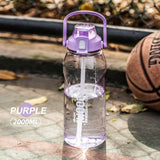 back to school 1/2/3 Liter Big Motivational Water Bottle Gourd with Straw Clear Portable Drinking Bottles Tritan BPA Free Sport water jug cup