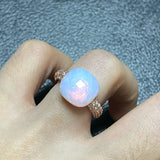 12.6x6mm Classic   Brand Candy Style Ring Zircon Flat Natural Pink Crystal Ring For Women Wedding Party Fashion Jewelry  Gift