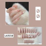 Fall nails Barbie nails Christmas nails 24Pcs Super Shiny False Nails 3D Drop Diamond y2k Mid-length Coffin Ballet Fake Nails Full Finished Fake Nail Patches For Girls