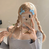 Xpoko Barbie aesthetic Back to school   Back to school   2pcs Summer New Blue Pink Bowknot Hairpin for Girls Headwear Korean Small Bangs Snap Clips Hair Accessories for Women Headdress