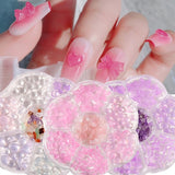 1BOX Nail Mix Love Bow Bear Crystal Stones Color Changing Heart Mixed Shining 3D Jelly Peach Gems Decals Nail Art Decorations