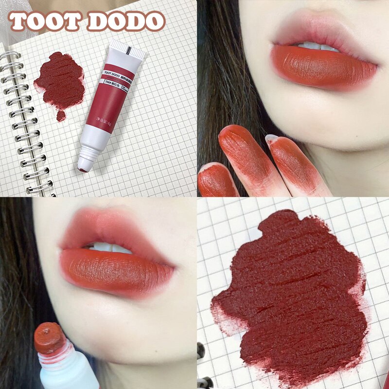 Xpoko Velvet Lip Glaze Pigment Transparent Ice Cube Matte Lipstick Non-Stick Cup Long-Lasting Makeup Waterproof 6-Color Sexy Lip Gloss
