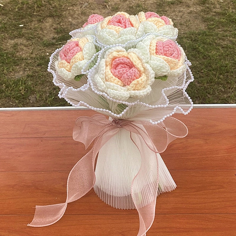 Sunflowers Crochet Flowers Girasol Flower Bouquet Ins Hand-Knitted Bouquet Teacher's Day Graduation Gifts Wedding Room Decor