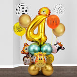 26 Pcs Jungle Animal Balloons Set Chrome Metallic Latex Balloon 32inch Gold Number Globos Kids Birthday Party Baby Shower Decor