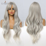 Xpoko EASIHAIR Long Light Blonde Ombre Natural Wave Style Wigs Heat Resistant Synthetic Wigs Middle Part Hair Cosplay Wigs For Women