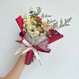 Xpoko INS Style Valentine's Day Mini Bouquet Artificial Flower Babysbreath Rose Dried Flower Home New Year Decoration Girlfriend Gift
