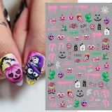 3D Pink Pumpkin Nail Stickers Cute and Fun Halloween Cartoon Spider Horror Blood Hand Skull Decals Nail Decor Wraps Foils SASW-J