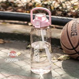 back to school 1/2/3 Liter Big Motivational Water Bottle Gourd with Straw Clear Portable Drinking Bottles Tritan BPA Free Sport water jug cup