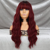 Xpoko Orange Lady Long Straight Synthetic Wig Natural Wave Wig With Bangs Heat-Resistant Cosplay Hair