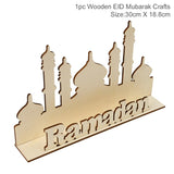 Islamic Muslim Party Decor Eid Mubarak Moon Star Wooden Ramadan Decoration for Home Ramadan Kareem Gifts Food Tray Eid Al Adha