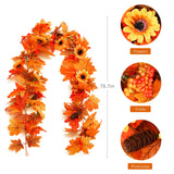 Xpoko 2M Autumn Artificial Maple Leaf Vine Flowers Garland Christmas Hallowee Decor For Halloween Party Home Outdoor Fall Decoration