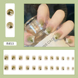 24Pcs Cartoon Short Coffin False Nails Wearable Leopard Streak Fake Nails Full Cover Acrylic Nail Tips Press On Nails Tips