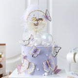Xpoko 1Set Biling Colourful Purple Gold Butterfly Happy Birthday Cake Topper Wedding Bride Dessert Decoration for Lovely Gifts