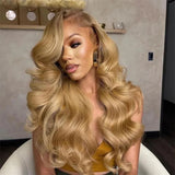 Xpoko Honey Blonde Lace Wigs For Women Synthetic Lace Front Wigs Omber Blonde Lace Frontal Wig Pre Plucked Hairline With Baby Hair
