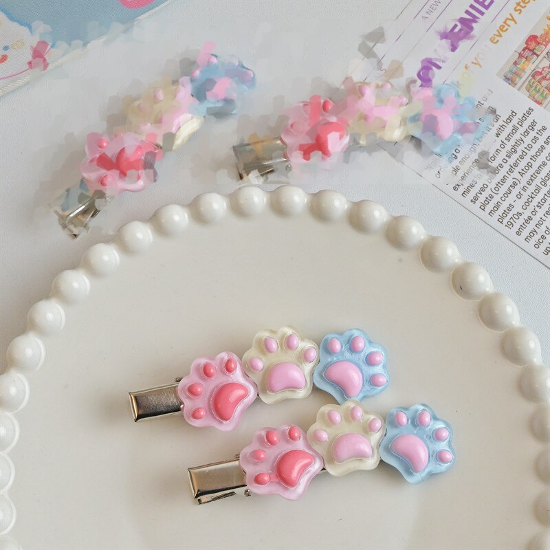 Barbie aesthetic Back to school New Cute Cat Paw Hairpin 2023 Fashion Trendy Bobby Pin Charm  Alligator Clips Hair Accessories for Women Kids Headdress