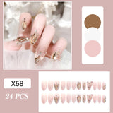 Fall nails Barbie nails Christmas nails 24pcs Almond False Nail Shiny Butterfly rhinestones Decor Full Finished Manicure Acrylic Nail Tips Glitter Design Press on Nail