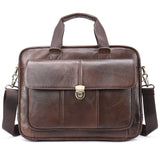 100% genuine leather men's fashion retro business bag portable briefcase large-capacity first layer leather computer men's bag