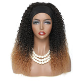 Darker Brown Color Synthetic Headband Wig 18inch Bohemian Curly Glueless Machine Hair Wigs For Women With Free Head Band